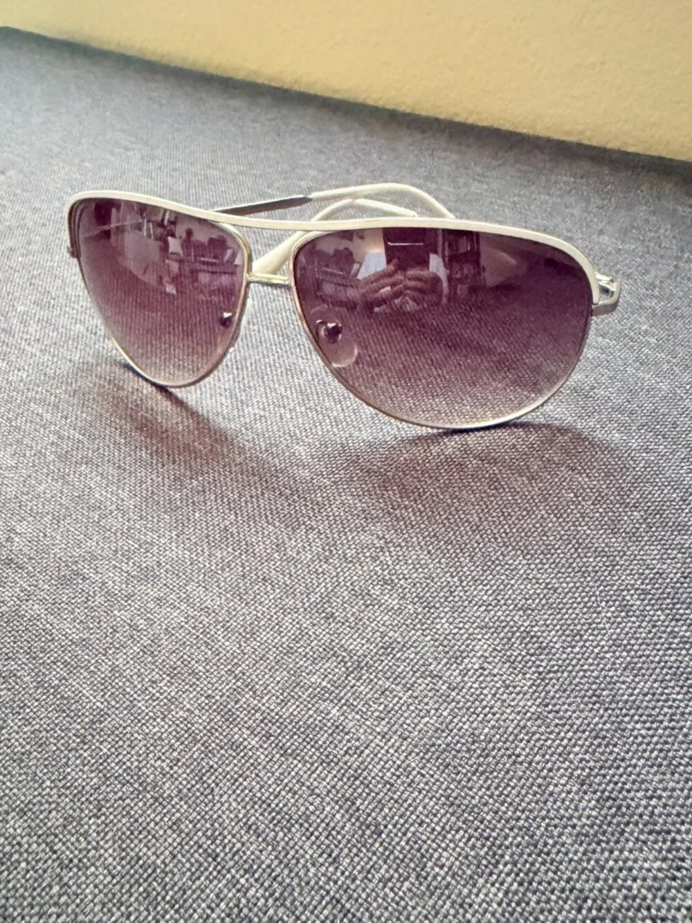 Gradient Aviator Sunglasses with White Trim